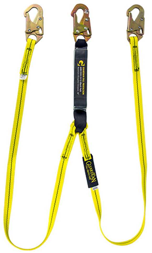 Guardian Fall Protection 01217 4' Double Leg Shock Absorbing Lanyard with Snap Hooks