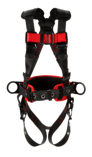 Protecta Construction Style Positioning Harness, Pass-Through Chest, Tongue-Buckle Legs, Side D-Rings, Front